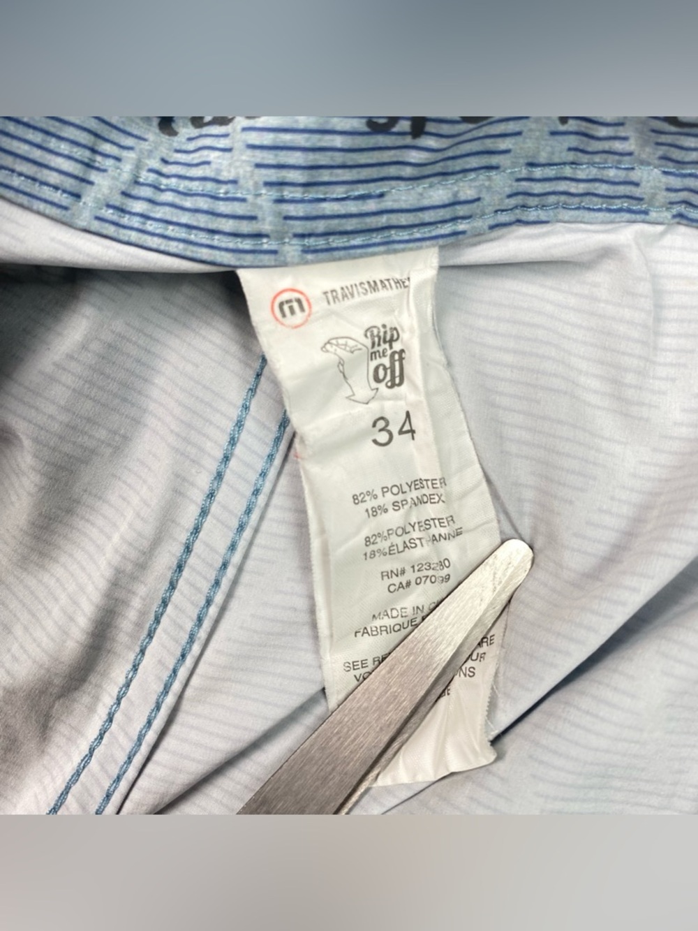 Travis Mathew Board Shorts Men's Size 34 Blue Stretch Beach Swim Summer Surf EUC - Picture 9 of 9